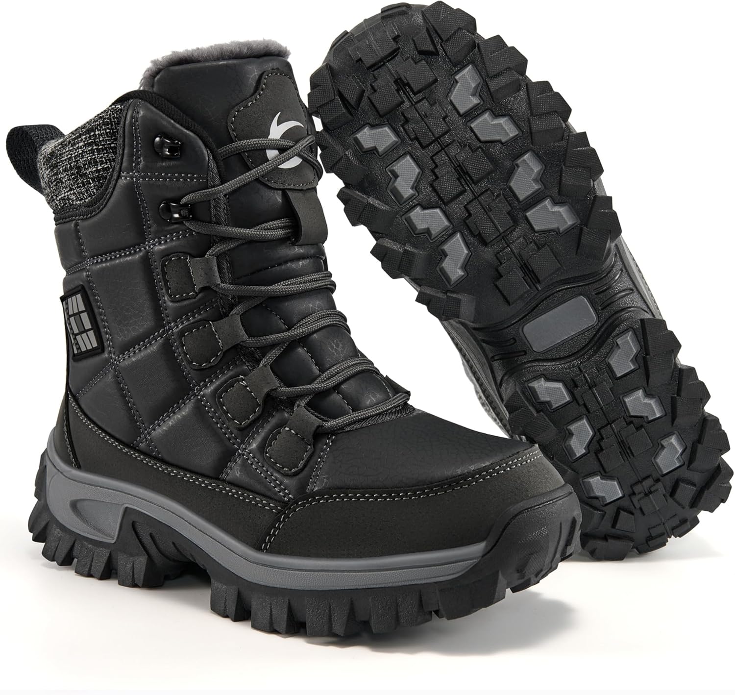 Aomigoct Winter Snow Boots for Women: Warm Fur Lined Waterproof Leather Ankle Booties for Outdoor Hiking Non Slip