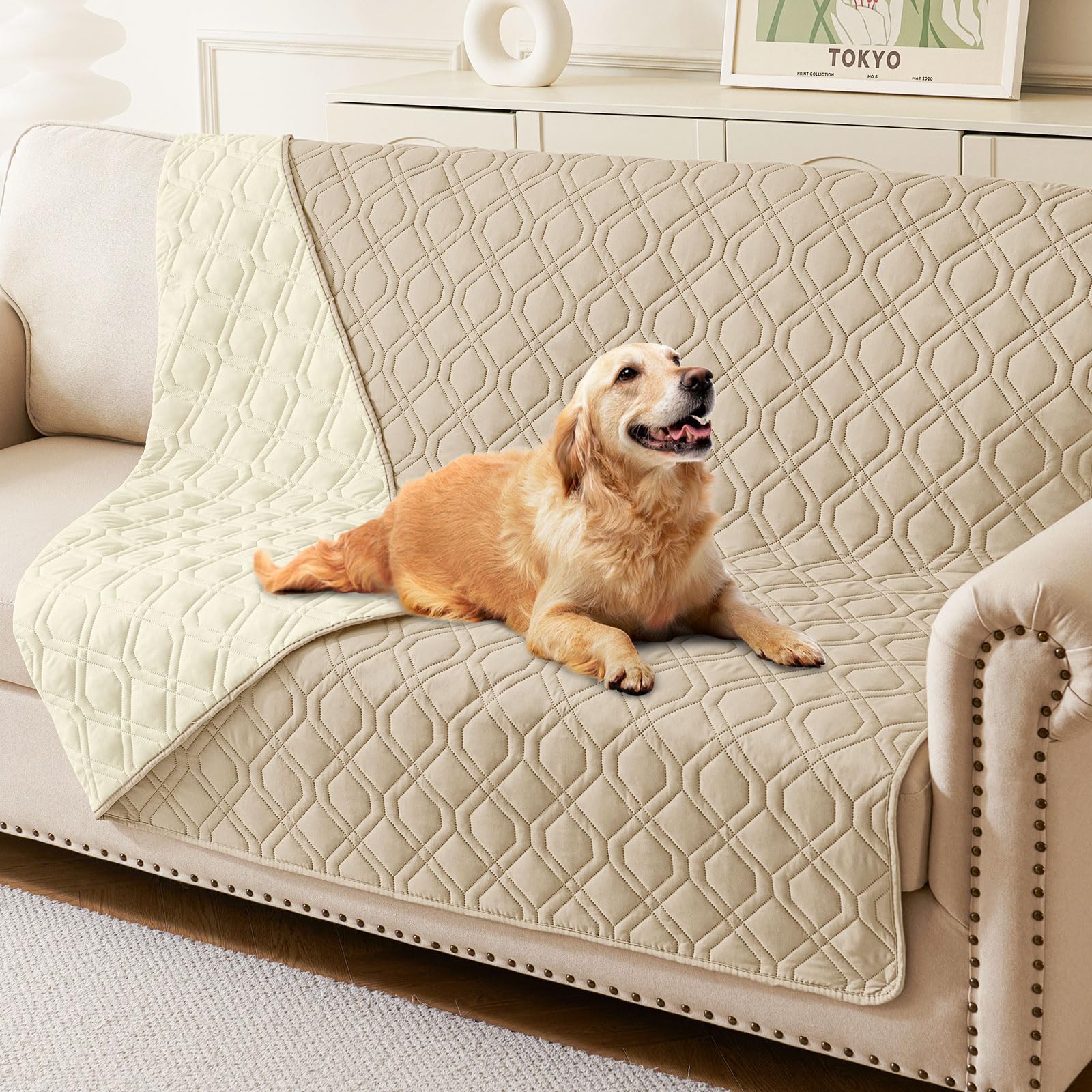 hyha Waterproof Dog Bed Blanket, Soft Pet Blankets, Waterproof Couch Cover for Dogs, Reversible Sofa Covers Washable for Furniture (30x70 Inch, Grey/Dark Grey)