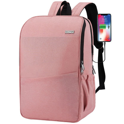 MAXTOP Deep Storage Laptop Backpack with USB Charging Port[Water Resistant] College Computer Bookbag Fits 15 Inch Laptop Black