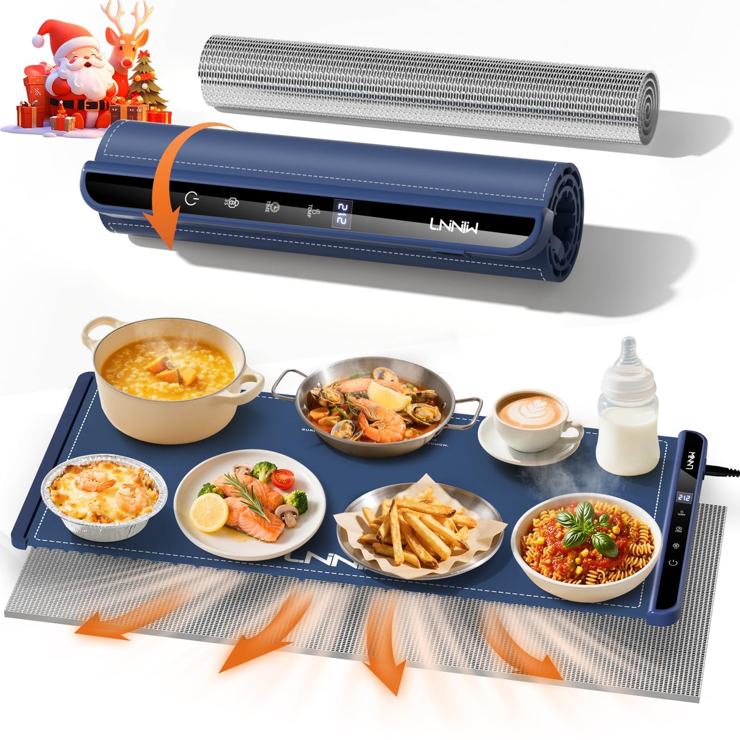 Food Warming Mat with Heat-Resistant Pad, 26X15 Inch, 6 Temperature & 6 Timer Settings, Child Lock Safety,Food Warmer Chafing Dishes for Buffet,Gatherings,Parties,Everyday Use