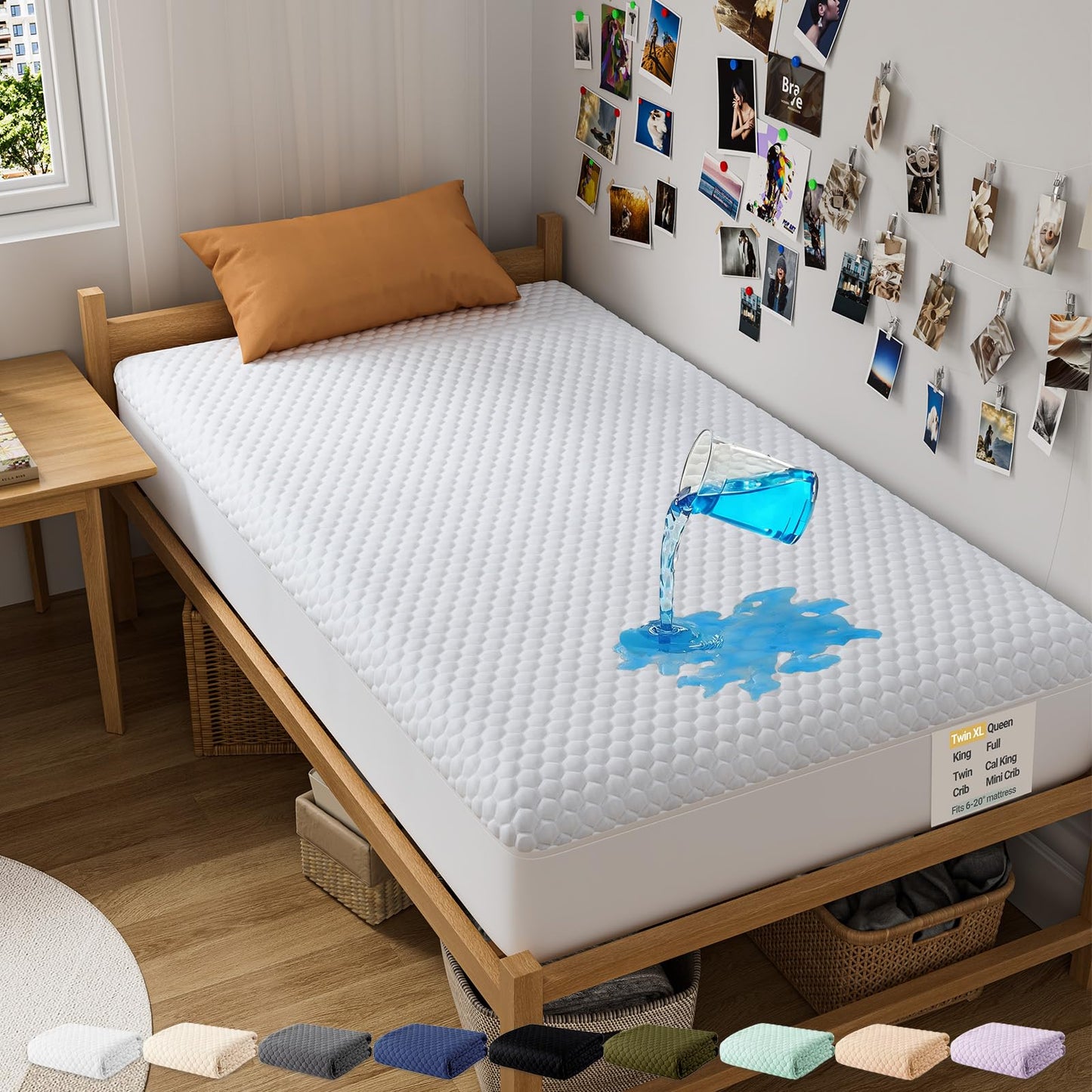 OhGeni 100% Waterproof Mattress Protector, Queen Size Mattress Pad, Fits 6"-20" Mattresses with Deep Pocket, Cooling, Breathable Fitted Sheets, Soft Bed Cover, Noiseless, Machine Washable