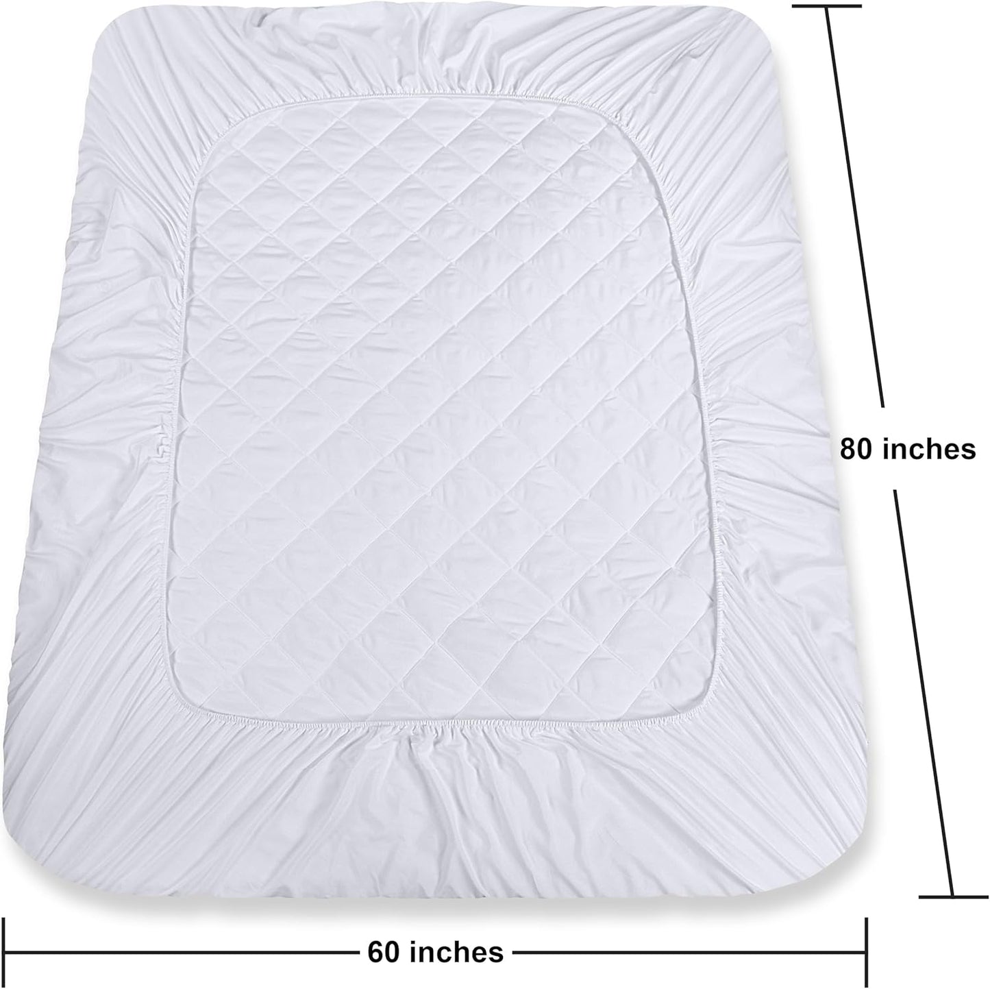 Utopia Bedding Quilted Fitted Mattress Pad, Queen Size, Elastic Fitted Mattress Topper Protector and Cover Stretches up to 16 Inches Deep, Machine Washable (White)