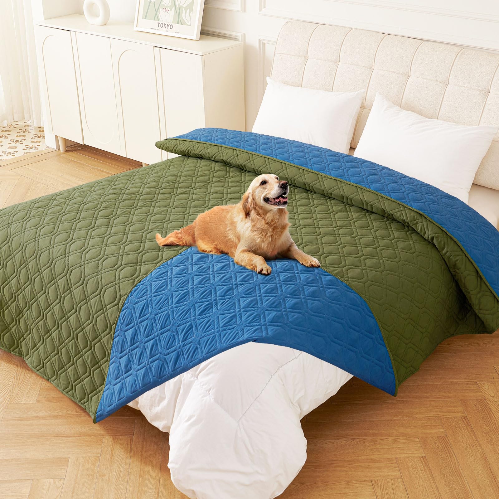 hyha Waterproof Dog Bed Blanket, Soft Pet Blankets, Waterproof Couch Cover for Dogs, Reversible Sofa Covers Washable for Furniture (30x70 Inch, Grey/Dark Grey)