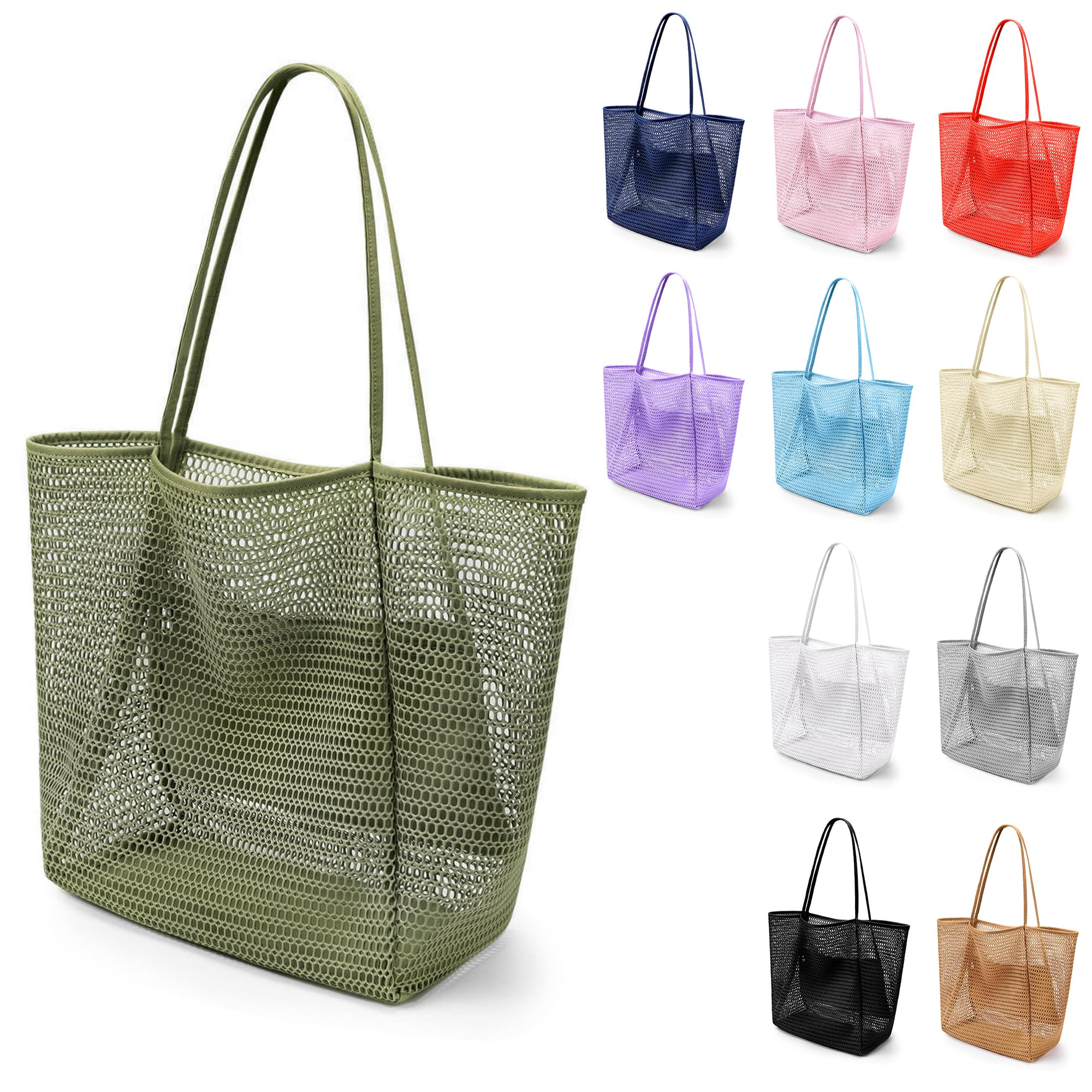 VOROLO Mesh Tote Beach Bag,Women Fairycore Hobo Bag,Shoulder Bag,Soft Summer Casual Crochet Bags