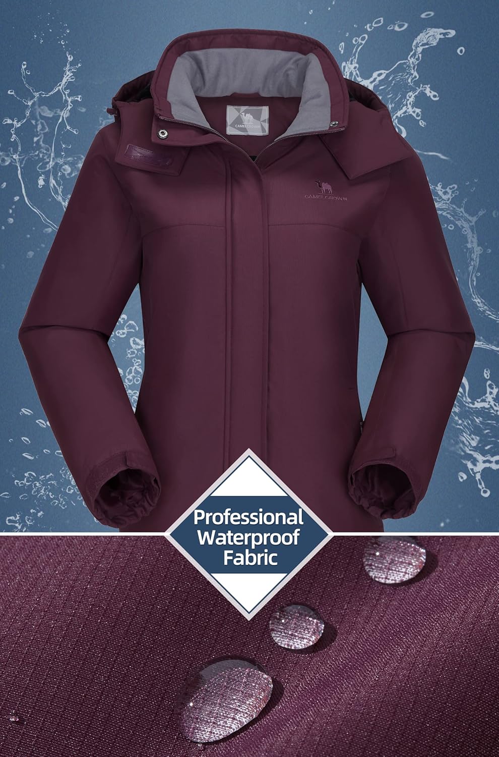 CAMEL CROWN Women's Ski Jacket Winter Snow Coat Warm Fleece Mountain Waterproof Female Jacket Snowboarding jackets