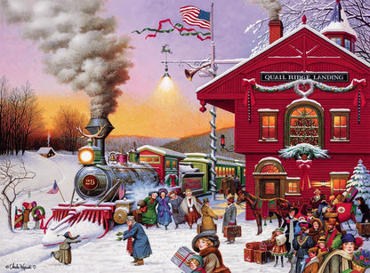 Buffalo Games – Charles Wysocki - Whistle Stop Christmas- 1000 Piece Holiday Jigsaw Puzzle - Festive Puzzles for Adults – Precision-Cut Pieces, Winter Artwork, Hours of Relaxing Fun