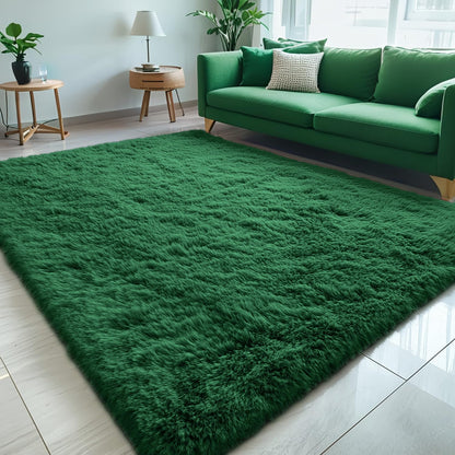 OLANLY Area Rugs for Living Room Bedroom, Machine Washable 4x5.9 ft Soft Fluffy Shaggy Bedside Rug, Indoor Floor Carpet for Kids Girls and Boys, Dorms, Nursery Rooms, Home Decor Aesthetic, Grey