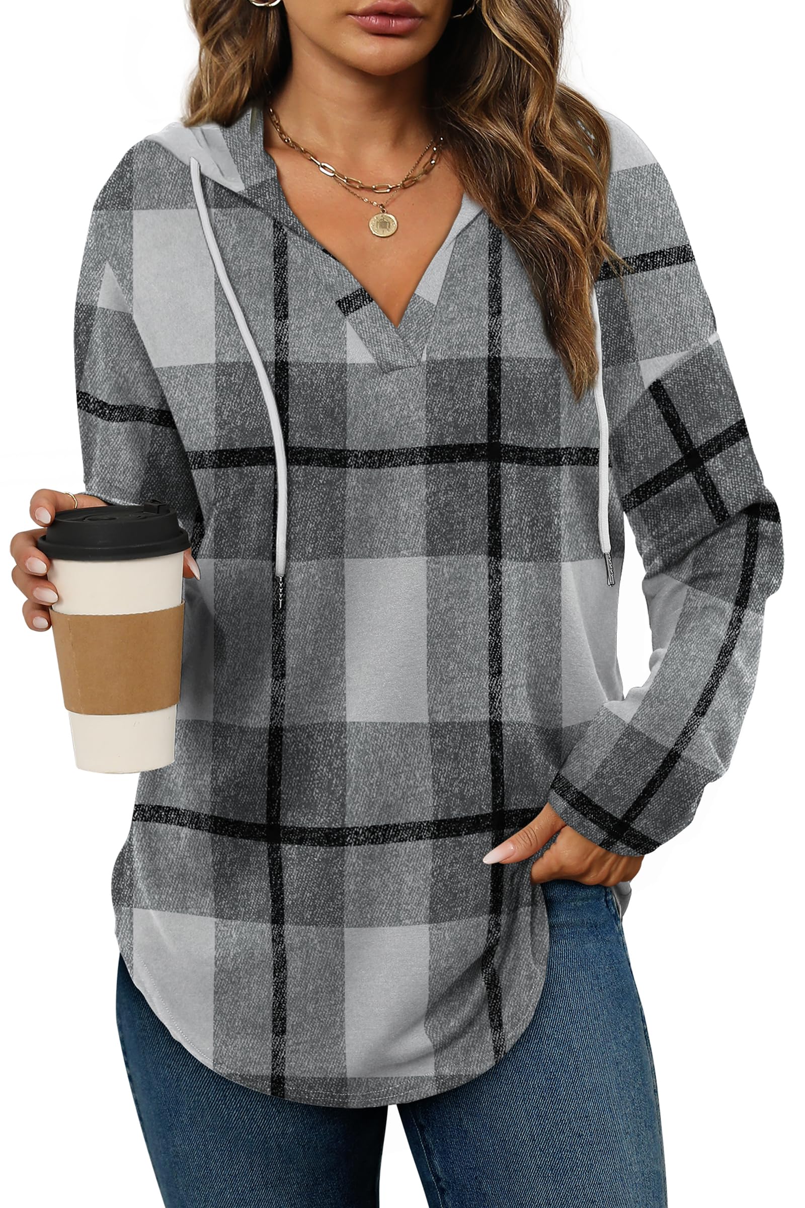 Bofell Womens Fashion Tops Hoodies for Women Pullover Oversized Sweatshirts Long SLeeve Shirts Loose Fit