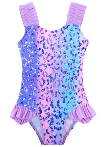 XiaoMoSha Girls One Piece Swimsuit Ruffled Straps Bathing Suits Summer Swim Suit Quick Dry Beach Swimwear for Kids 3-10 Years