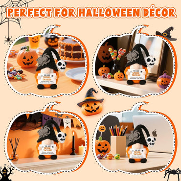 Halloween Gnomes Boo Basket Stuffer Gifts for Women Men Him, Mini Gnome with Skull Spider Halloween Treats Non Candy Gift for Friends Teacher Teen Girls Coworkers, Crochet Basket Ghost Office Decor