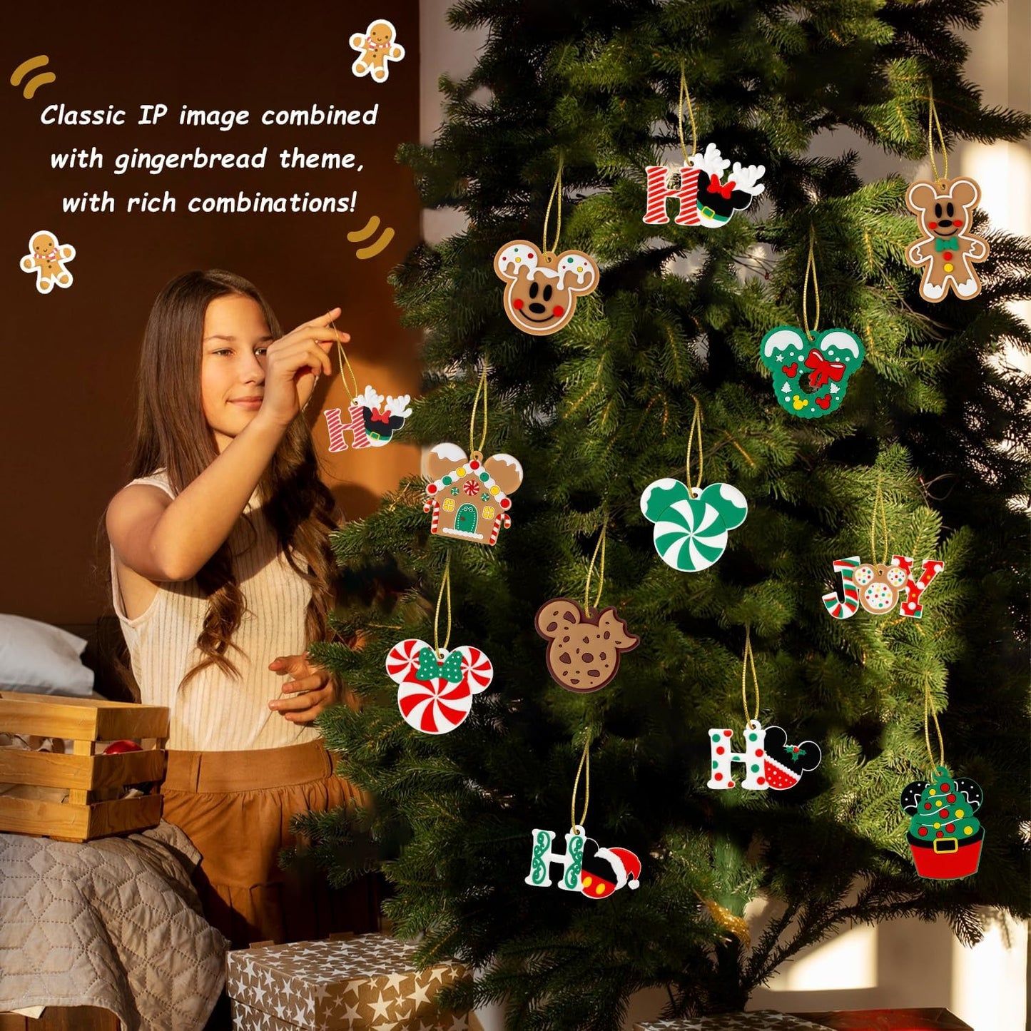 12pcs Christmas Tree Decorations Ornaments, Xmas Mouse Peppermint Candy Silicone Ornaments Hanging Pendant with Ropes for Christmas Tree Winter Holiday Party Crafts Stocking Stuffers Wreath Decor