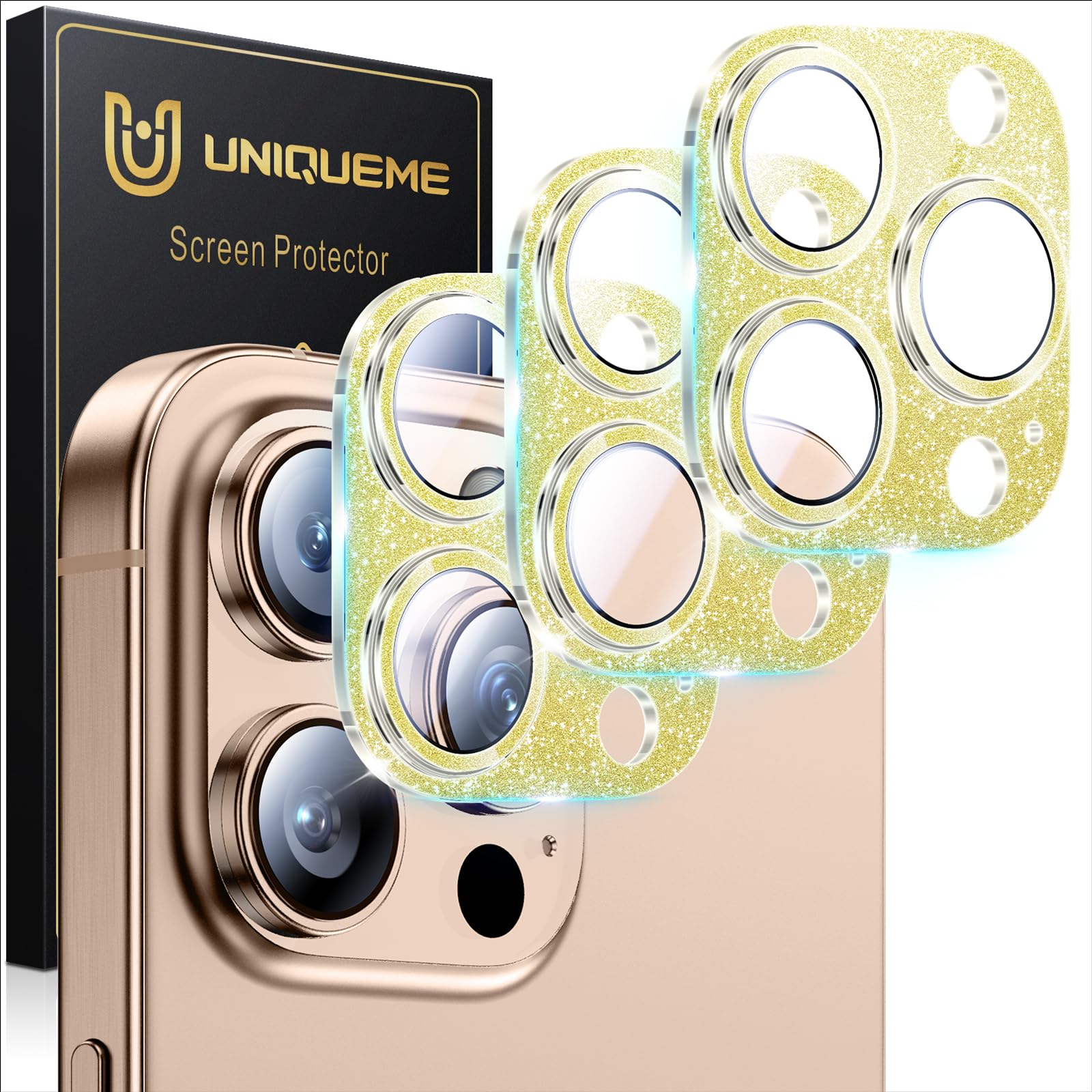 UniqueMe Compatible for 3 Pack iPhone 17 Pro Camera Lens Protector - [Drop Protection] 9H Tempered Glass Camera Cover Screen [Update New Version]【Not for 17 Pro Max】