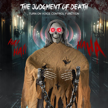 Halloween Decorations Outdoor - 72.8” Moving Life-Size Animated Skeleton Witch with Glowing Eyes & Chilling Sounds - Sound & Touch Activated Sensor - Animatronic Scary Props Decor for Halloween