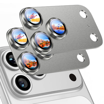 Uyiton Compatible with iPhone 17 Pro Max Camera Lens Protector - [Not Easy to Break][Strong Adsorption][Case-Friendly] Metal Tempered Glass Rear Camera Screen Cover - Deep Blue