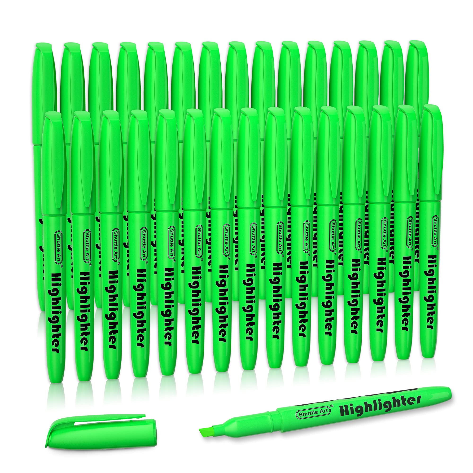 Shuttle Art Highlighters, 30 Pack Highlighters Bright Colors, Orange Colors Chisel Tip Dry-Quickly Non-Toxic Highlighter markers for Adults Kids Highlighting in the Home School Office