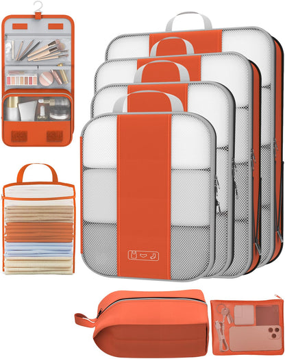 10 Set Compression Packing Cubes for Travel Essentials,Compressible Expandable Packing Cubes for Suitcase,OlarHike Luggage Organizer Bags for Travel,Handy Helper for Organizing Clothes(Black)