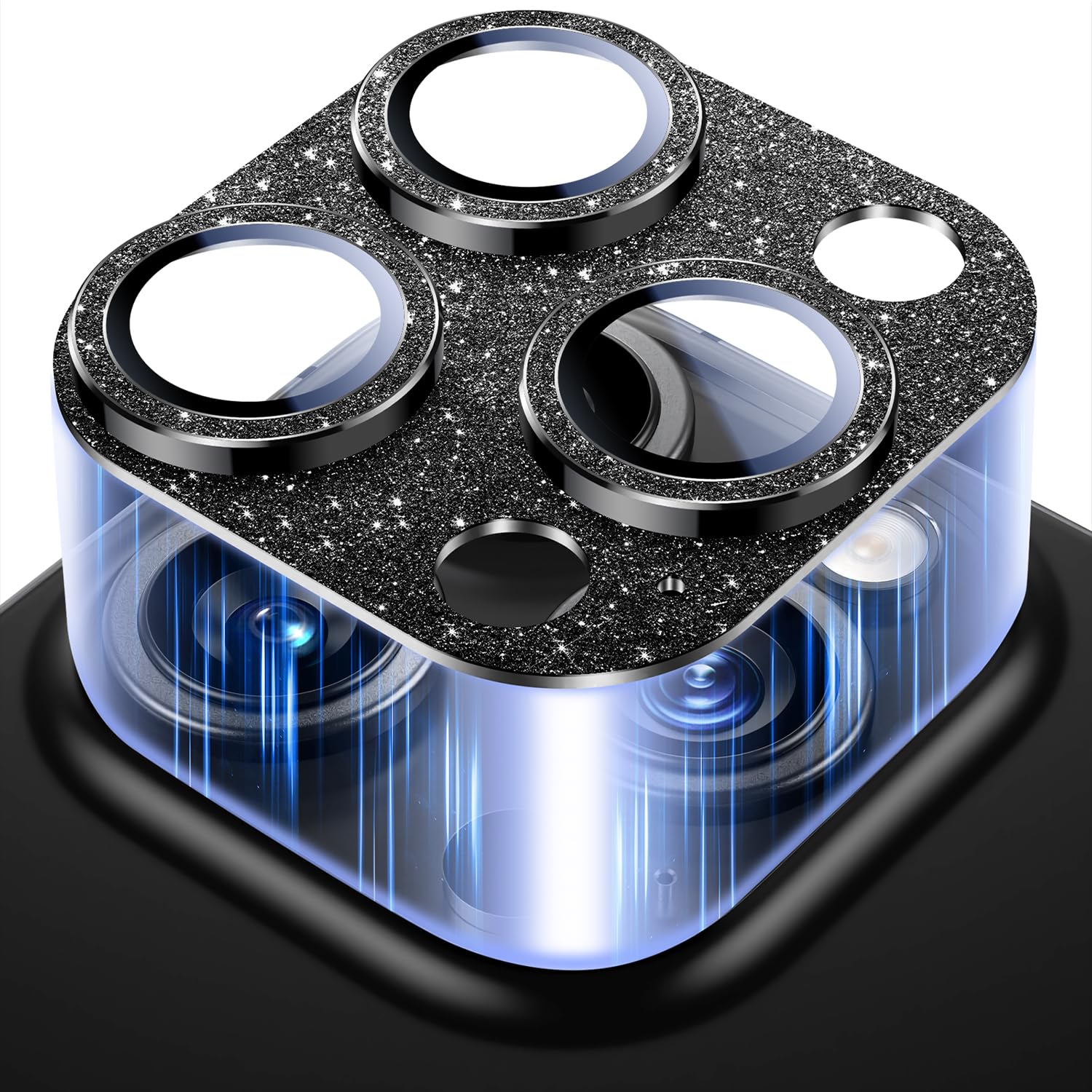 Uyiton Compatible with iPhone 17 Pro Max Camera Lens Protector - [Not Easy to Break][Strong Adsorption][Case-Friendly] Metal Tempered Glass Rear Camera Screen Cover - Deep Blue