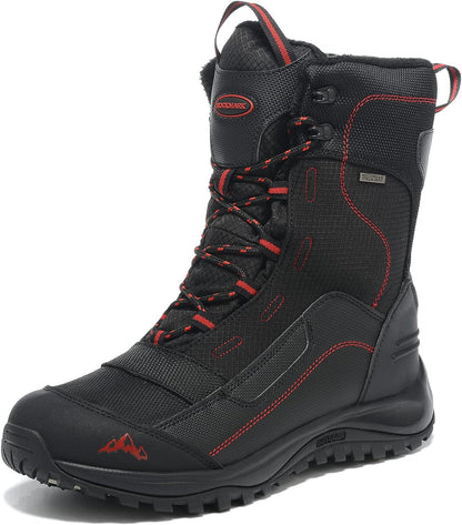 ROCKMARK Men's Winter Snow Boots Outdoor Warm Mid Calf Waterproof Durable Boot Non-Slip Warm Climbing Shoes