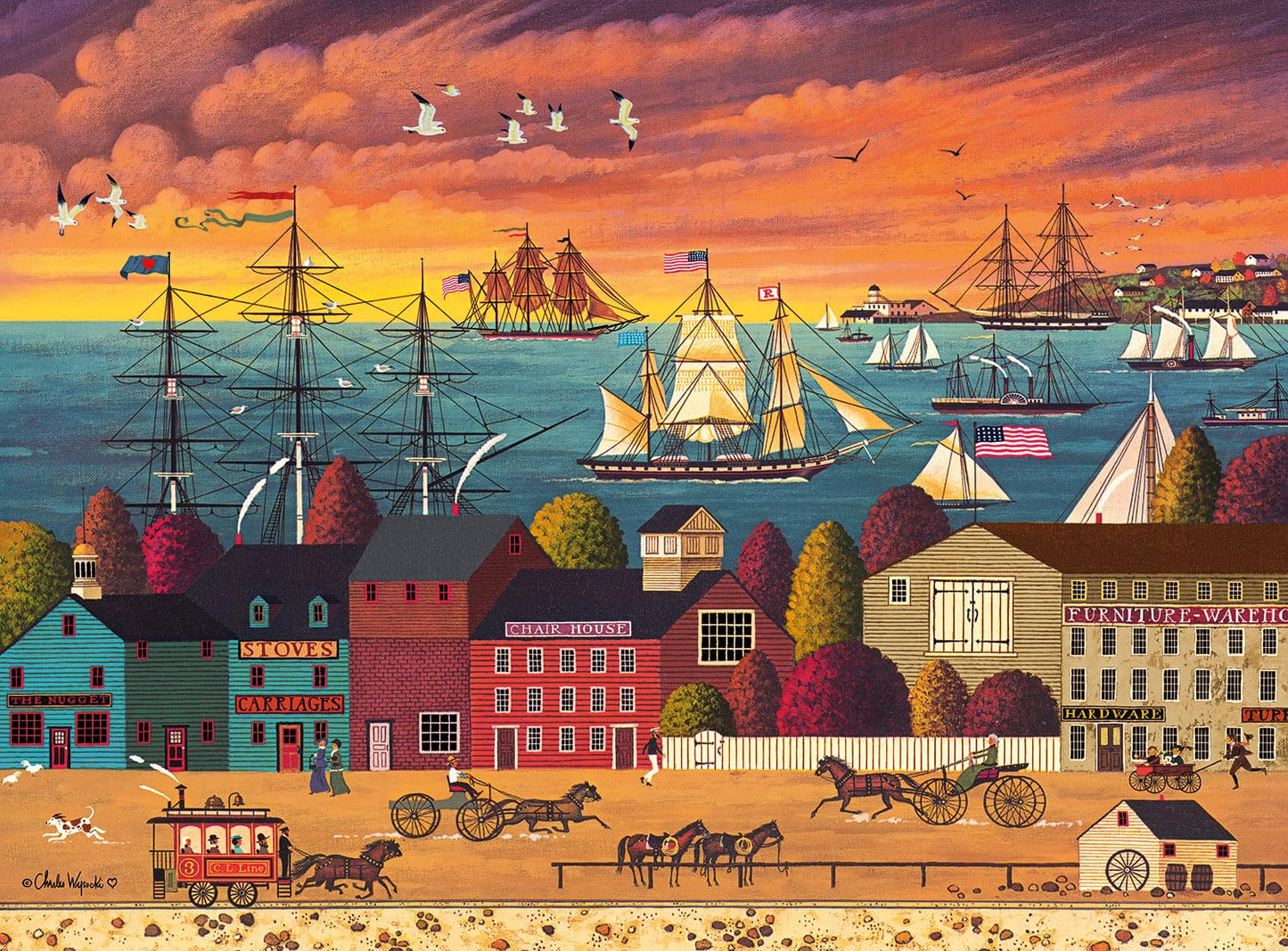 Buffalo Games – Charles Wysocki - Whistle Stop Christmas- 1000 Piece Holiday Jigsaw Puzzle - Festive Puzzles for Adults – Precision-Cut Pieces, Winter Artwork, Hours of Relaxing Fun