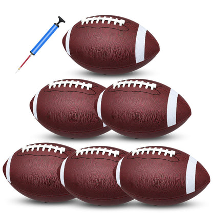 jiaonun 6 Pack Youth Size 6/Official Size 9 Footballs Inflatable with Pump for Youth, Junior, Adult, College, High School, Regulation Size Football, American Football, Composite Leather Foot Ball