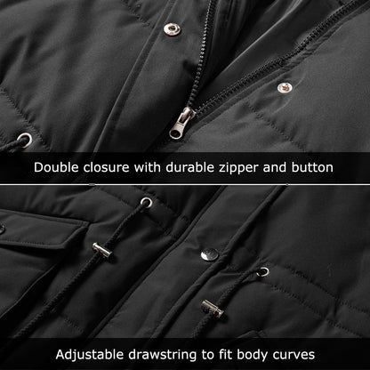 Women's Winter Hooded Coat Waterproof Down Long Jacket Warm Parka Thicken Puffer Coat with Removable Fur Hood