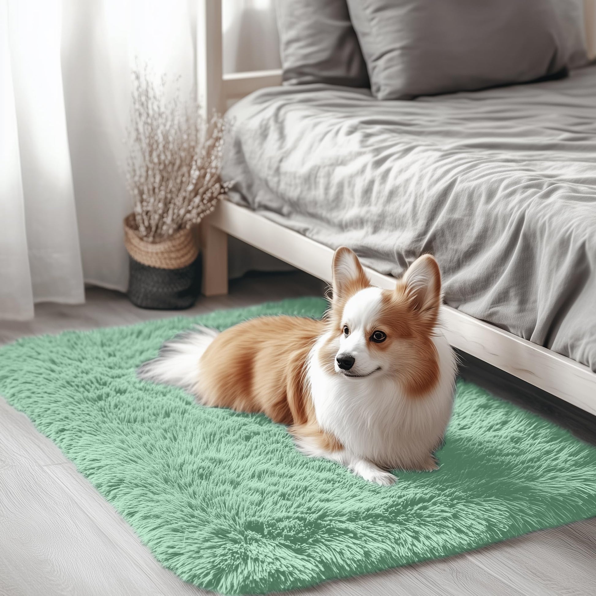 OLANLY Area Rugs for Living Room Bedroom, Machine Washable 4x5.9 ft Soft Fluffy Shaggy Bedside Rug, Indoor Floor Carpet for Kids Girls and Boys, Dorms, Nursery Rooms, Home Decor Aesthetic, Grey