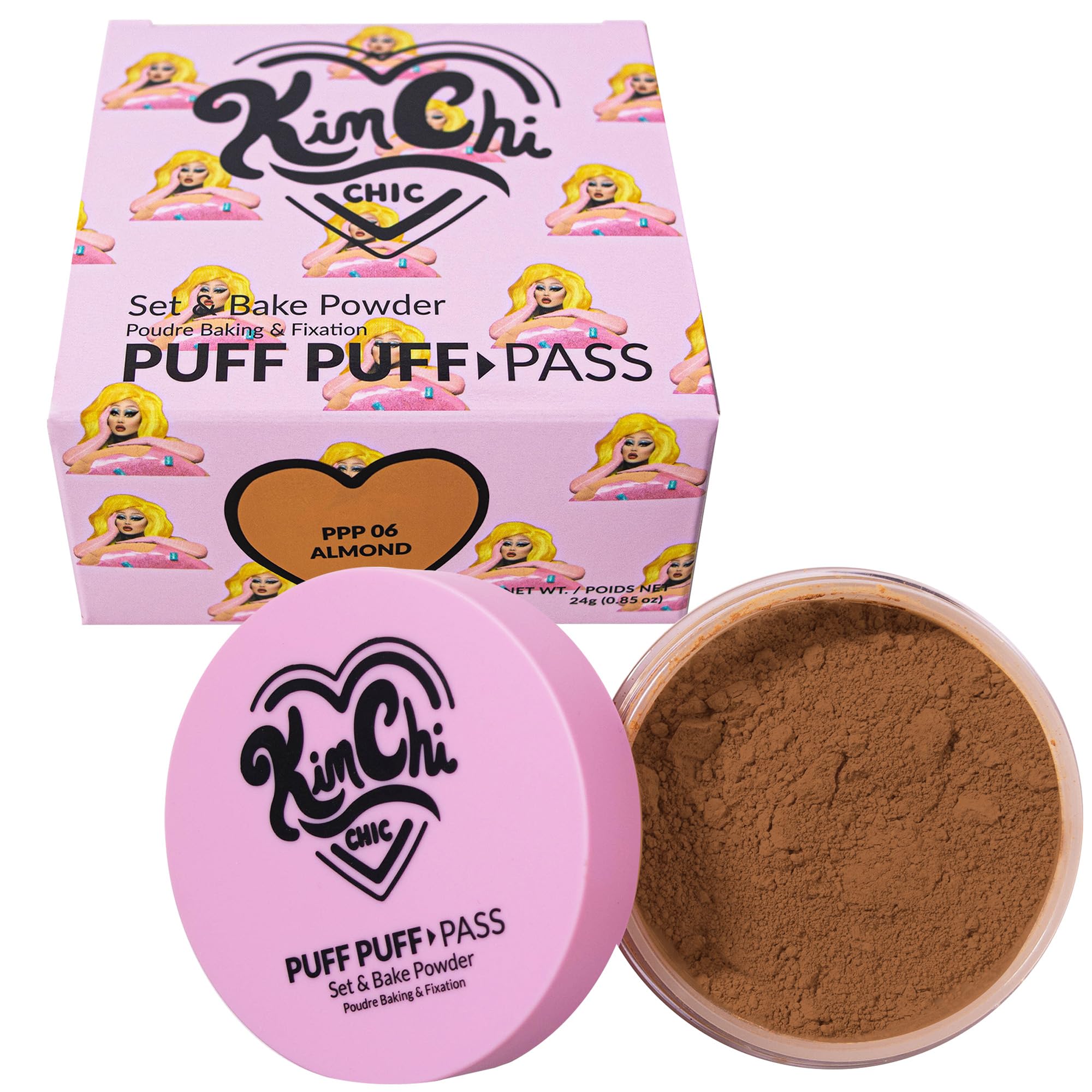 Kimchi Chic Beauty Puff Puff Pass Set and Bake Setting Powder for Makeup, Extra Fluffy Loose Face Powder Poof, Soft Natural Face Makeup for Uneven Skin Tone, 02 Banana