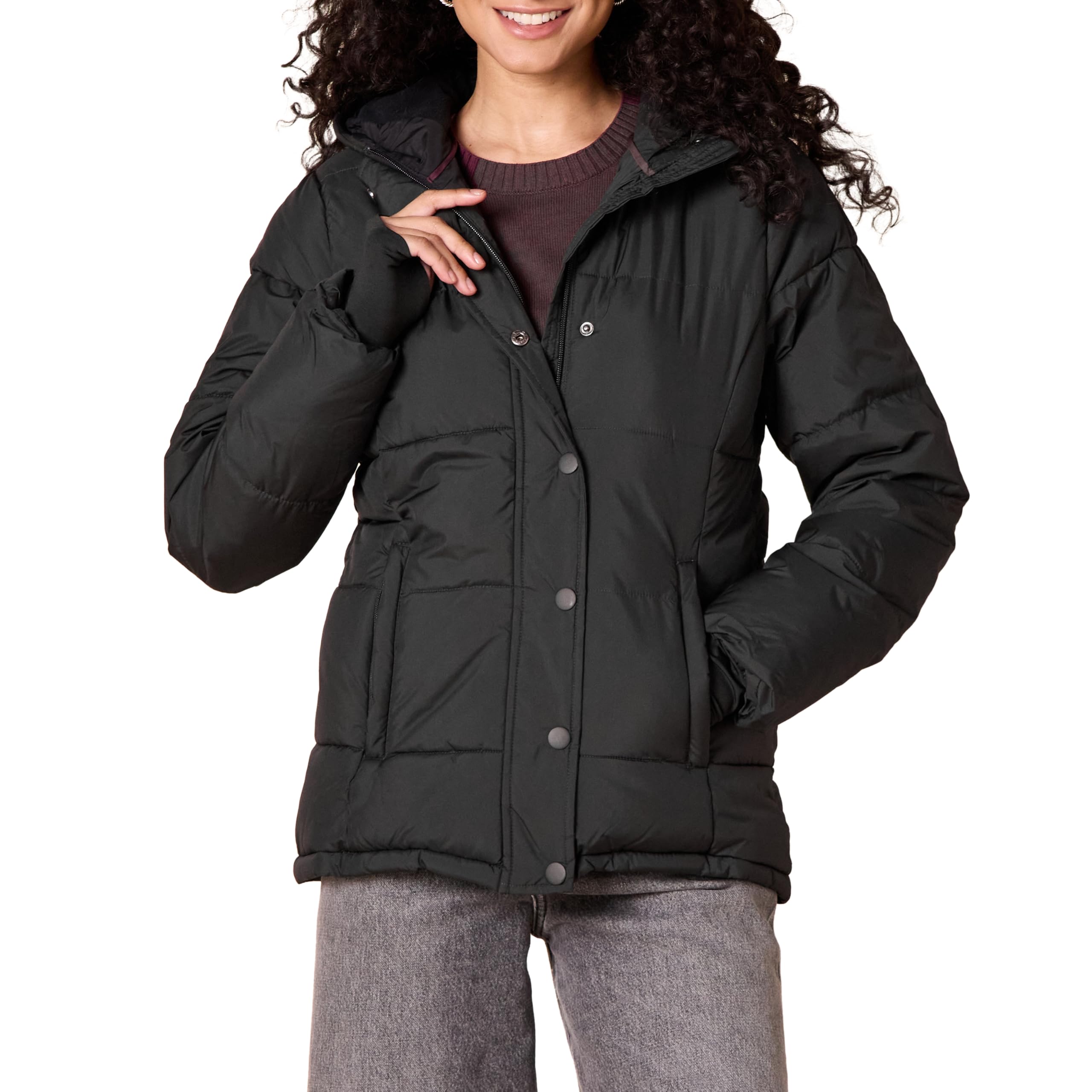 Amazon Essentials Womens Heavyweight Quilted Long-Sleeve Hooded Puffer Coat (Available in Plus Size)