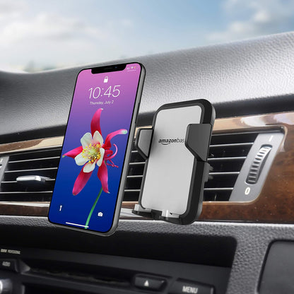 Amazon Basics Universal Portable Smartphone Holder for Car, Easy to Install Air Vent Mount, Adjustable and Secure, Grey
