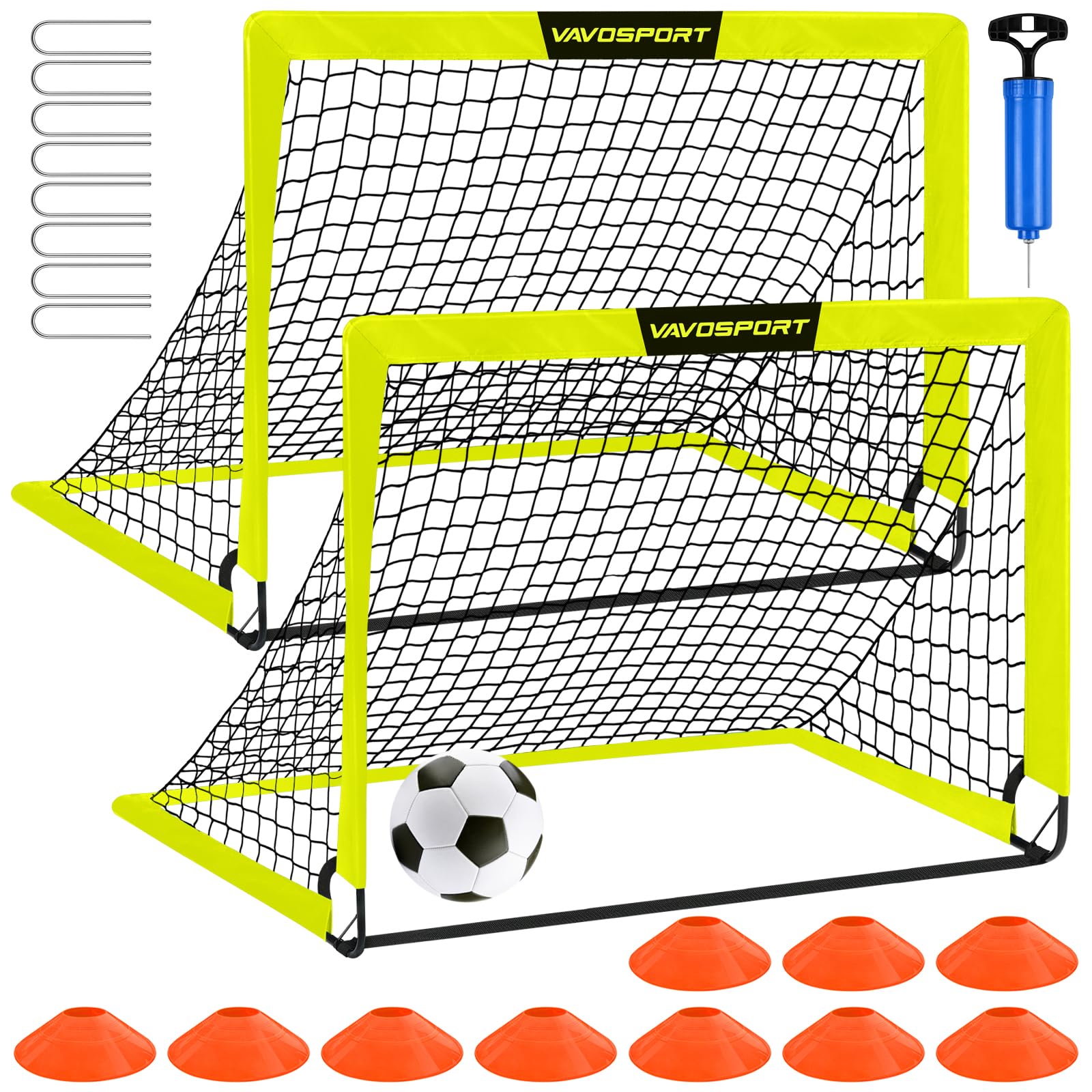 Kids Soccer Goals for Backyard Set - 2 of 4' x 3' Portable Soccer Goal Training Equipment, Pop Up Toddler Soccer Net with Soccer Ball, Soccer Set for Kids and Youth Games, Sports