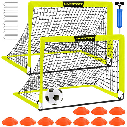 Kids Soccer Goals for Backyard Set - 2 of 4' x 3' Portable Soccer Goal Training Equipment, Pop Up Toddler Soccer Net with Soccer Ball, Soccer Set for Kids and Youth Games, Sports