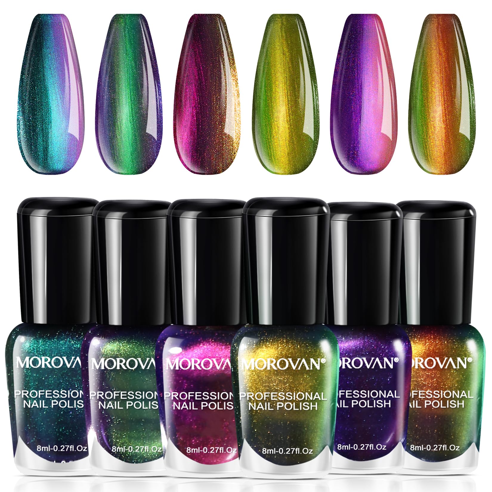 Morovan Christmas Nail Polish Set: 2025 Glitter Red Green Gold Silver Fingernail Polish Kit with Sticker Winter Quick Dry Regular Nail Polish Pack Manicure Gifts for Women Girls Holiday Party