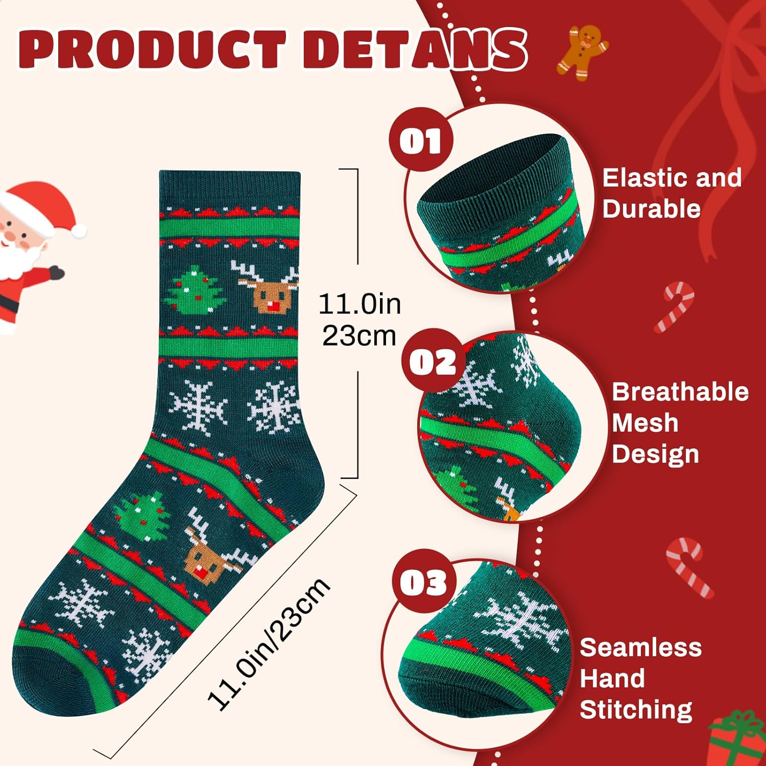 MGparty 12 Pairs Christmas Socks for Women Funny Holiday Crew Socks Cute Novelty Winter Xmas Gift Socks for Stocking Stuffers