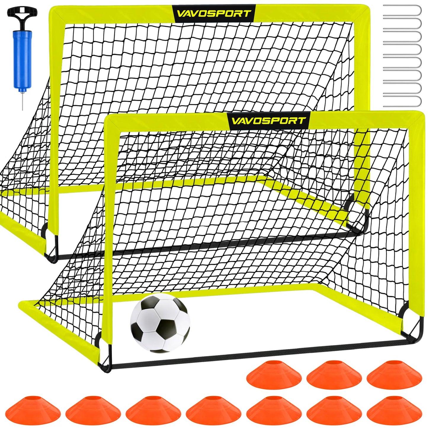 Kids Soccer Goals for Backyard Set - 2 of 4' x 3' Portable Soccer Goal Training Equipment, Pop Up Toddler Soccer Net with Soccer Ball, Soccer Set for Kids and Youth Games, Sports