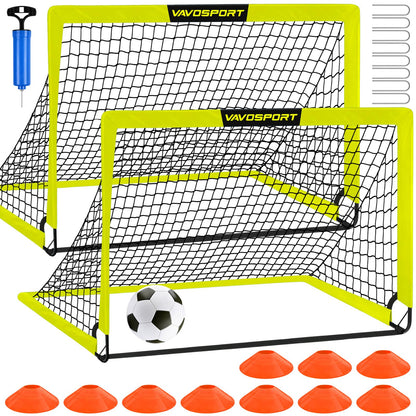 Kids Soccer Goals for Backyard Set - 2 of 4' x 3' Portable Soccer Goal Training Equipment, Pop Up Toddler Soccer Net with Soccer Ball, Soccer Set for Kids and Youth Games, Sports