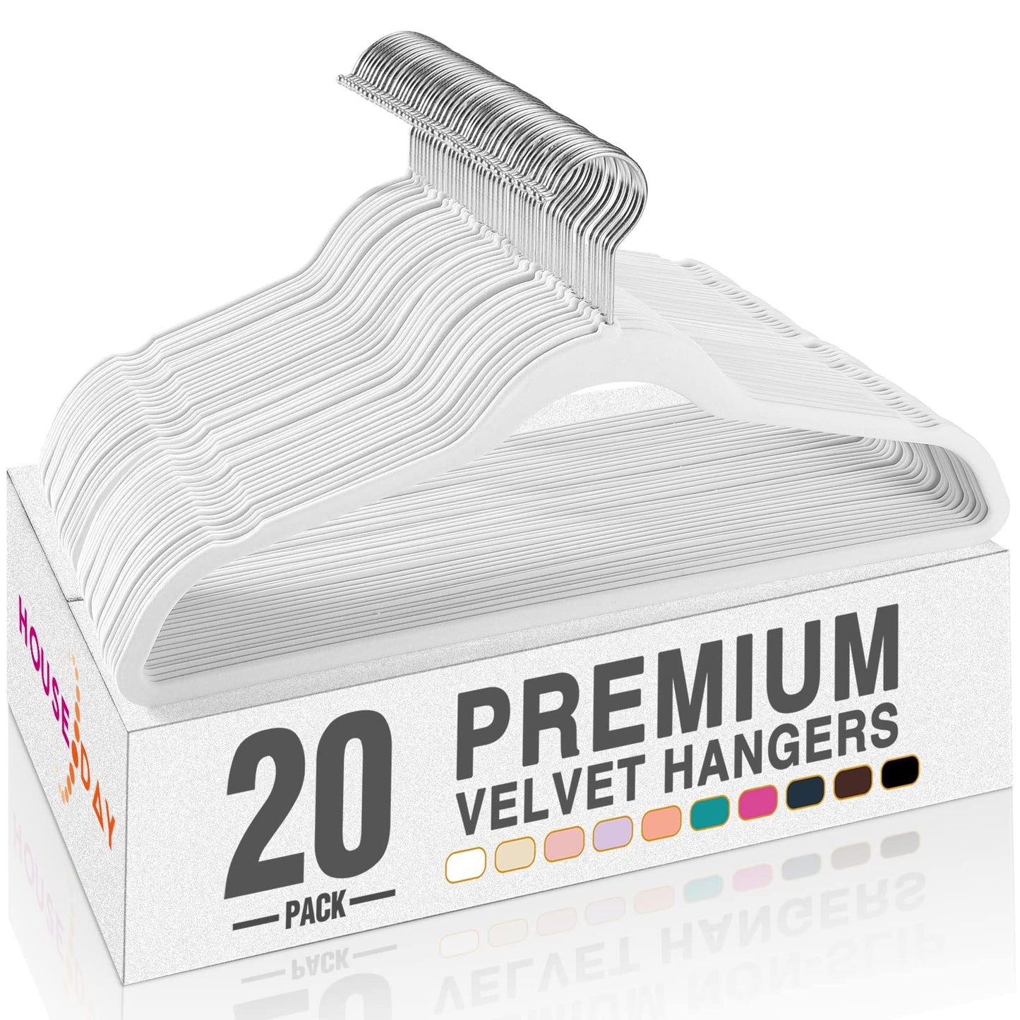 HOUSE DAY Black Velvet Hangers 60 Pack, Non Slip Clothes Felt Hanger Heavy Duty for Coat, Premium Slim Space Saving Suit Hangers for Closet Organizer, 360° Rotating Silver Hook