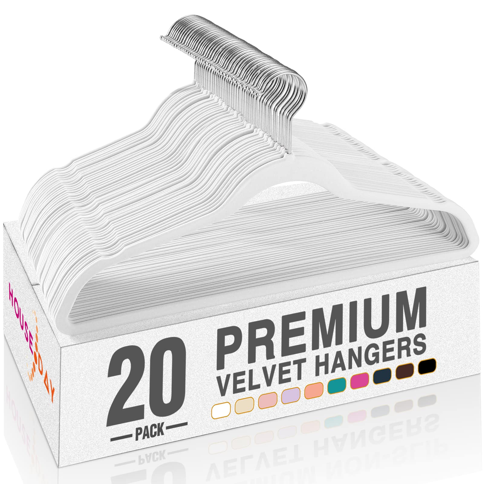 HOUSE DAY Black Velvet Hangers 60 Pack, Non Slip Clothes Felt Hanger Heavy Duty for Coat, Premium Slim Space Saving Suit Hangers for Closet Organizer, 360° Rotating Silver Hook