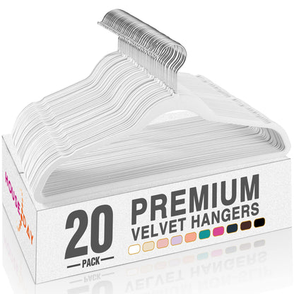 HOUSE DAY Black Velvet Hangers 60 Pack, Non Slip Clothes Felt Hanger Heavy Duty for Coat, Premium Slim Space Saving Suit Hangers for Closet Organizer, 360° Rotating Silver Hook