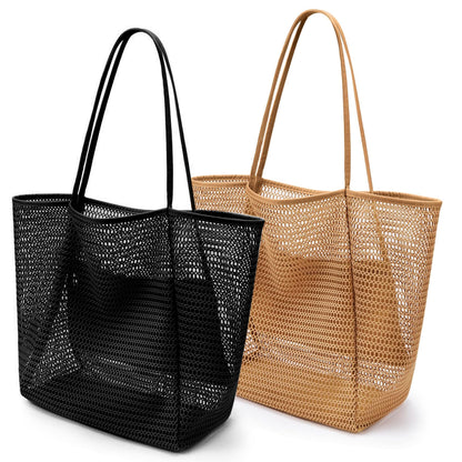 VOROLO Mesh Tote Beach Bag,Women Fairycore Hobo Bag,Shoulder Bag,Soft Summer Casual Crochet Bags