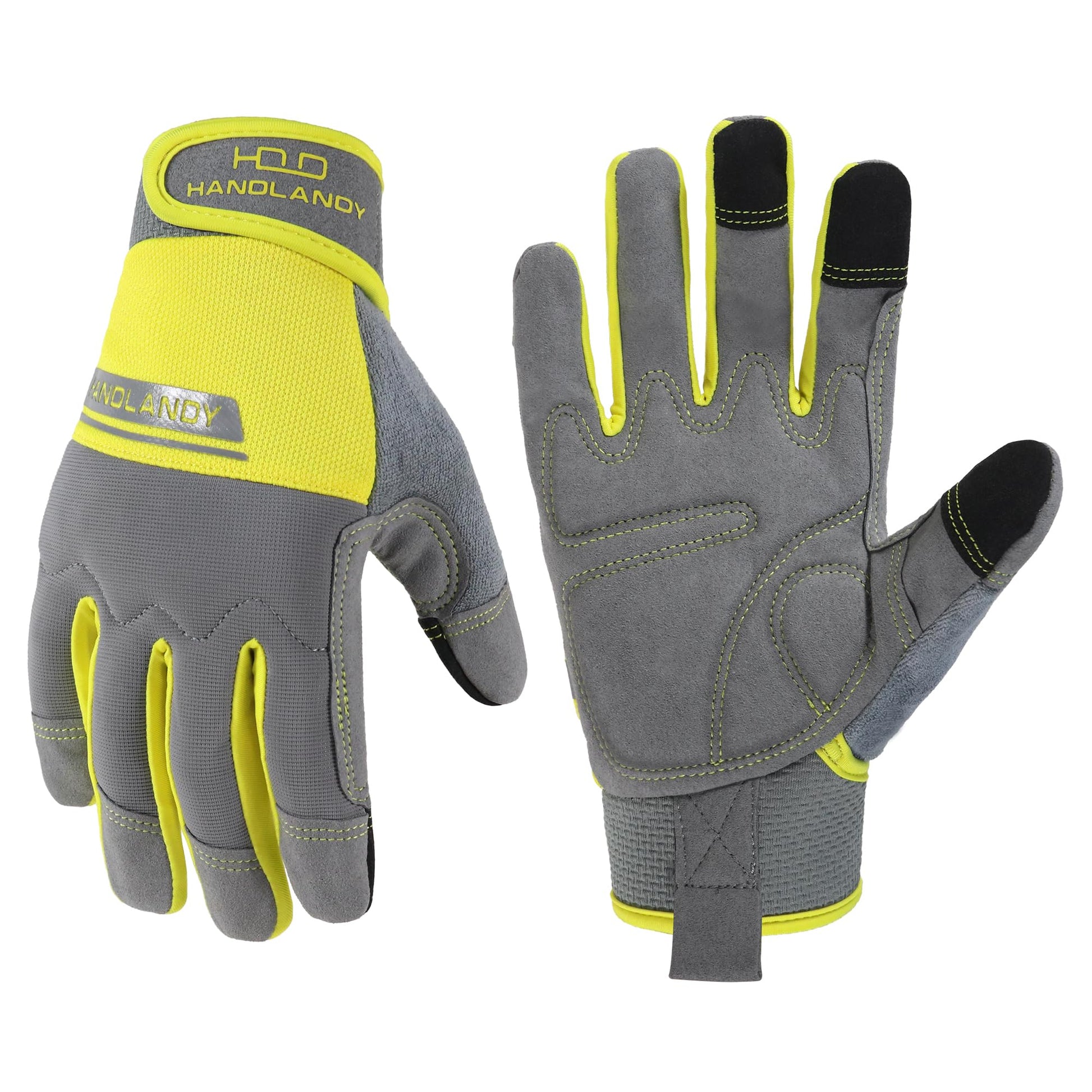 HANDLANDY Work Gloves for Men & Women, Utility Mechanic Working Gloves Touch Screen, Flexible Yard Work Gloves