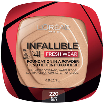 L'Oreal Paris Makeup Infallible Fresh Wear Foundation in a Powder, Up to 24H Wear, Waterproof, Ivory Buff, 0.31 oz.