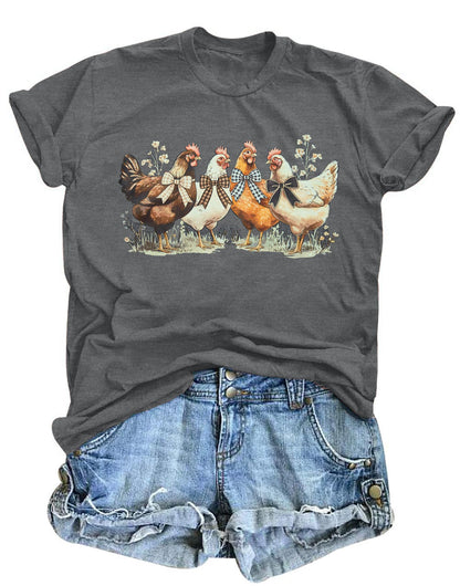 Christmas Chicken Shirt Women: Chicken Mom Tshirt Chicken Lover Cute Animal Graphic Tee Country Farm Holiday Tops