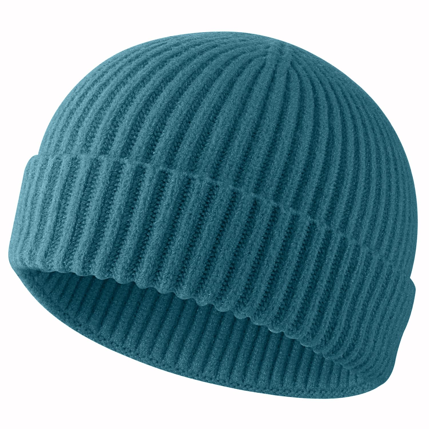 ROYBENS Swag Wool Knit Cuff Short Fisherman Beanie for Men Women, Winter Warm Hats