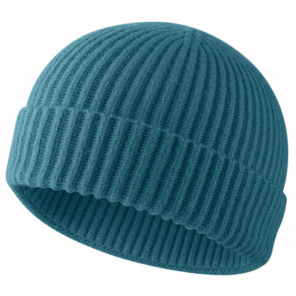 ROYBENS Swag Wool Knit Cuff Short Fisherman Beanie for Men Women, Winter Warm Hats