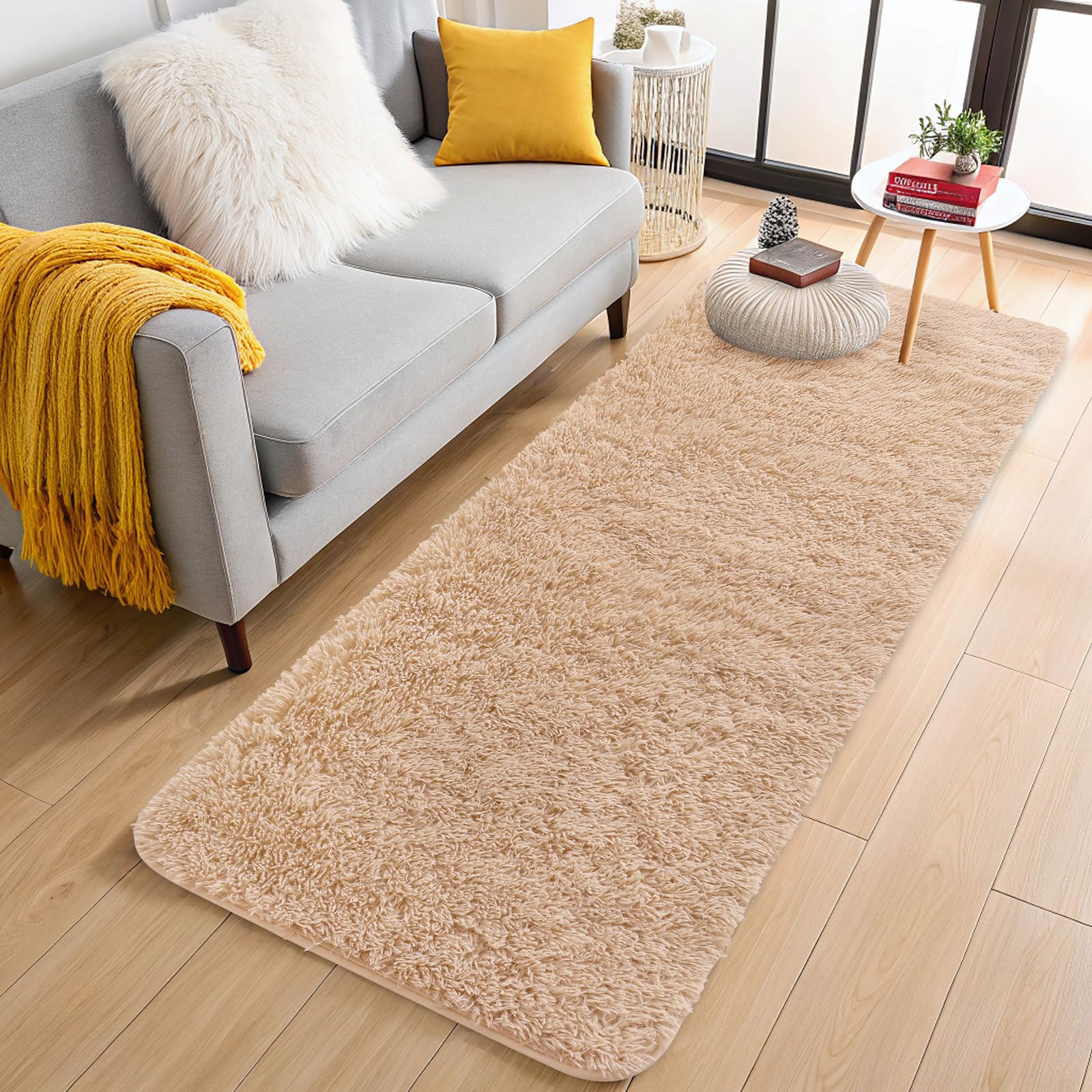 OLANLY Area Rugs for Living Room Bedroom, Machine Washable 4x5.9 ft Soft Fluffy Shaggy Bedside Rug, Indoor Floor Carpet for Kids Girls and Boys, Dorms, Nursery Rooms, Home Decor Aesthetic, Grey