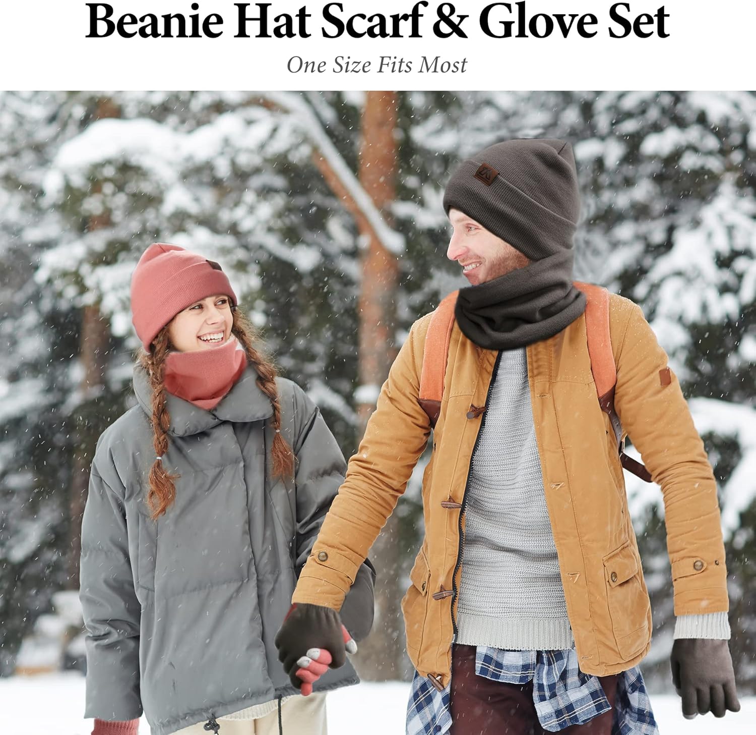 mysuntown Winter Hat Scarf and Touch Screen Gloves 3-Piece Set, 2025 Cold Weather Knit Fleece Lined Warm Unisex Sets