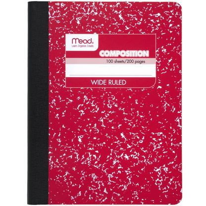 Mead Composition Notebook, Wide Ruled Paper, 7-1/2" x 9-3/4", 100 Sheets, Assorted Colors, 12 Pack (73389)