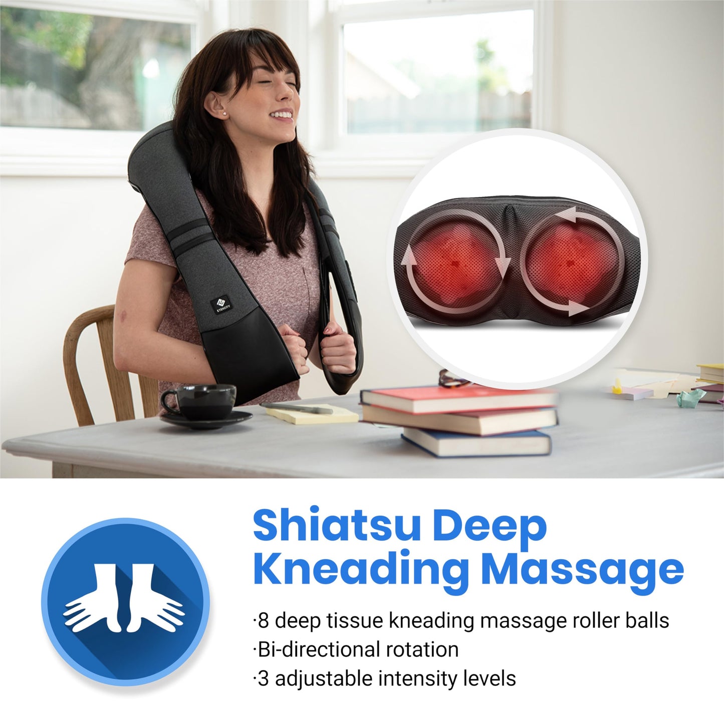 Etekcity Cordless Neck Massager for Pain Relief Deep Tissue, Shiatsu Shoulder Massager with Heat, Massage Tools for Back, Trapezius, Lymphatic Drainage, Relaxation Therapy for Him&Her,Women,Men,Cadeo