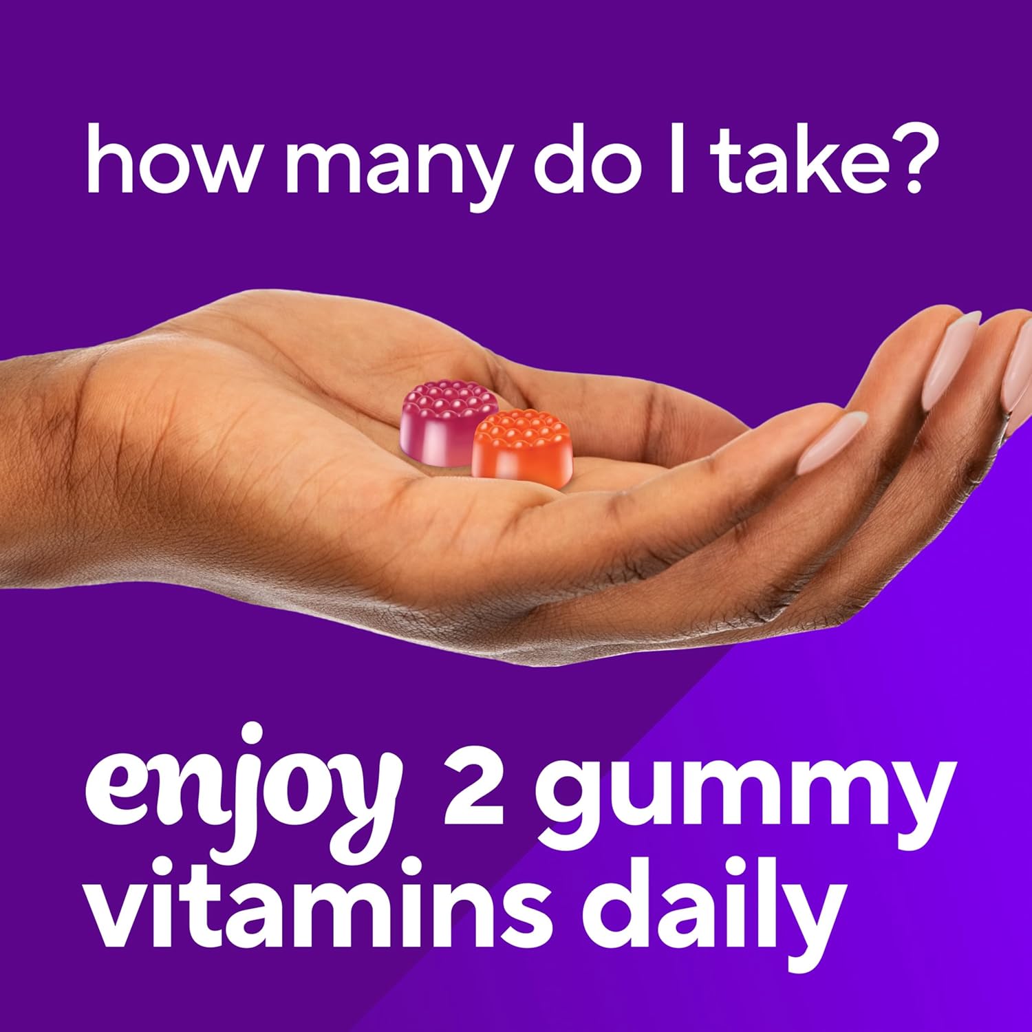 vitafusion Vitamin D3 Gummies, Bone and Immune Support, Peach, Blackberry, Strawberry Flavored, 50 mcg D3 Gummy Vitamin Supplement, 75 Day Supply, 150 Count