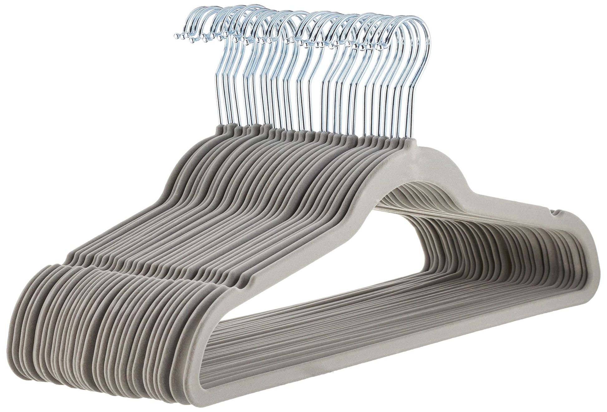 Amazon Basics Slim, Velvet, Non-Slip Suit Clothes Hangers, Pack of 50, Black